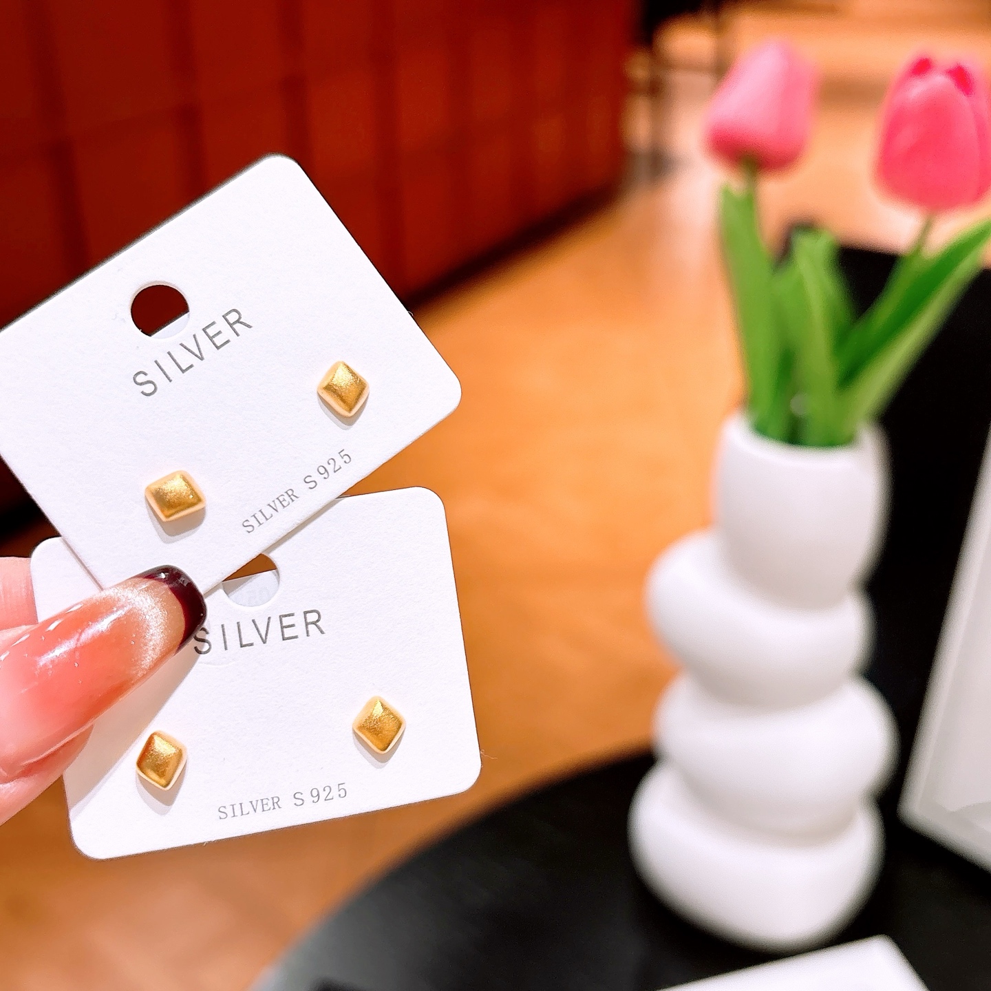 S925 Sterling Silver Earrings Minimalist Office Gold