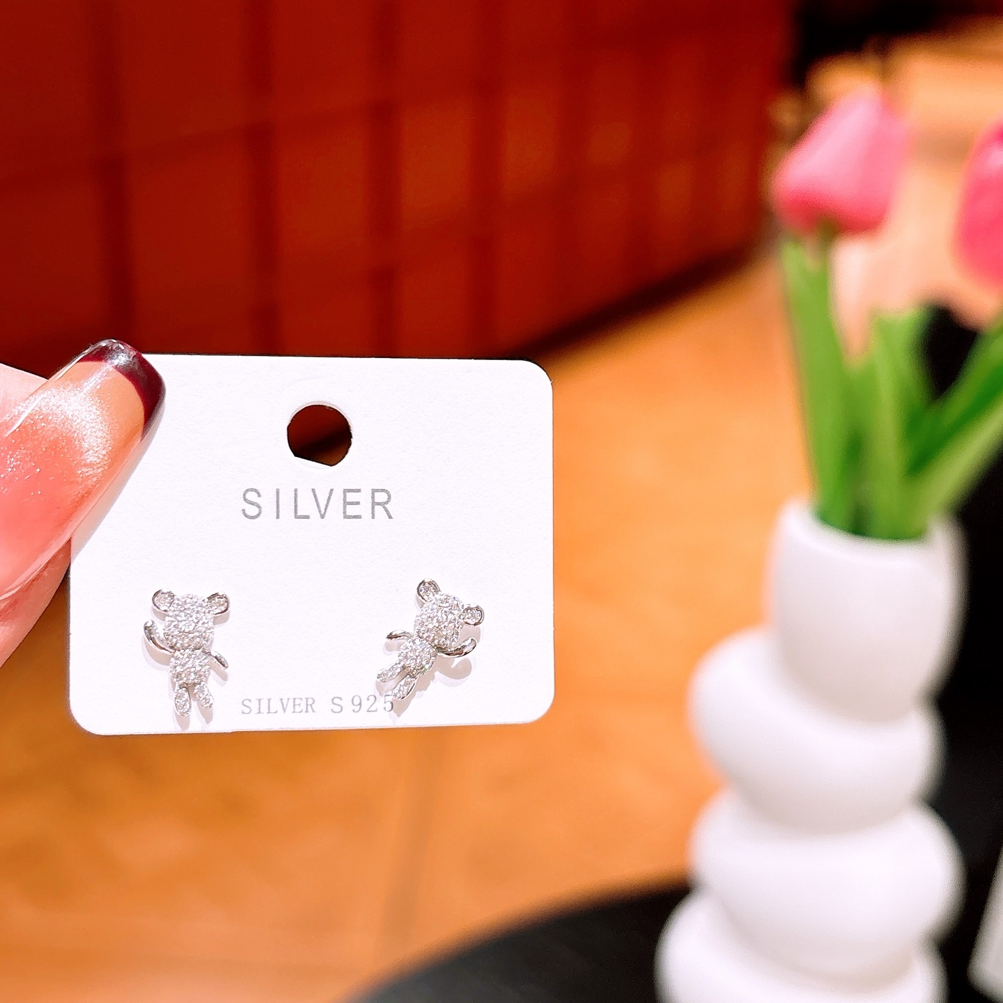 S925 Sterling Silver Earrings Romantic Mother's Birthday Gold