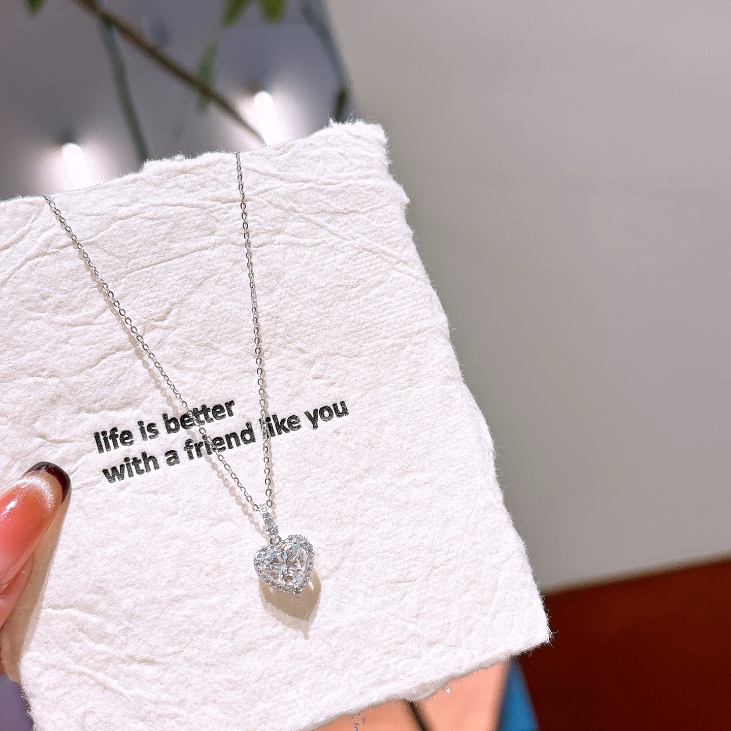 Nickel Free Silver Moissanite Necklace Dainty Self-love Silver