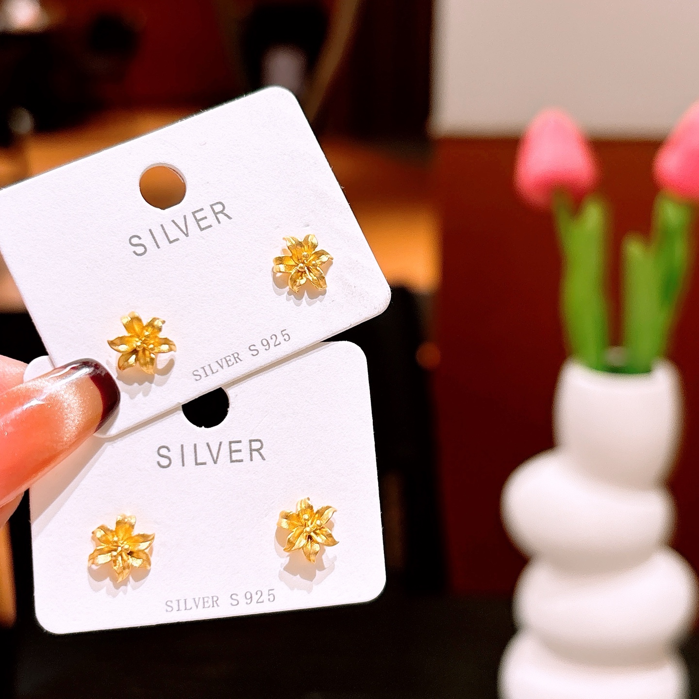 925 Silver Earrings Ethereal Mother's Day Gold