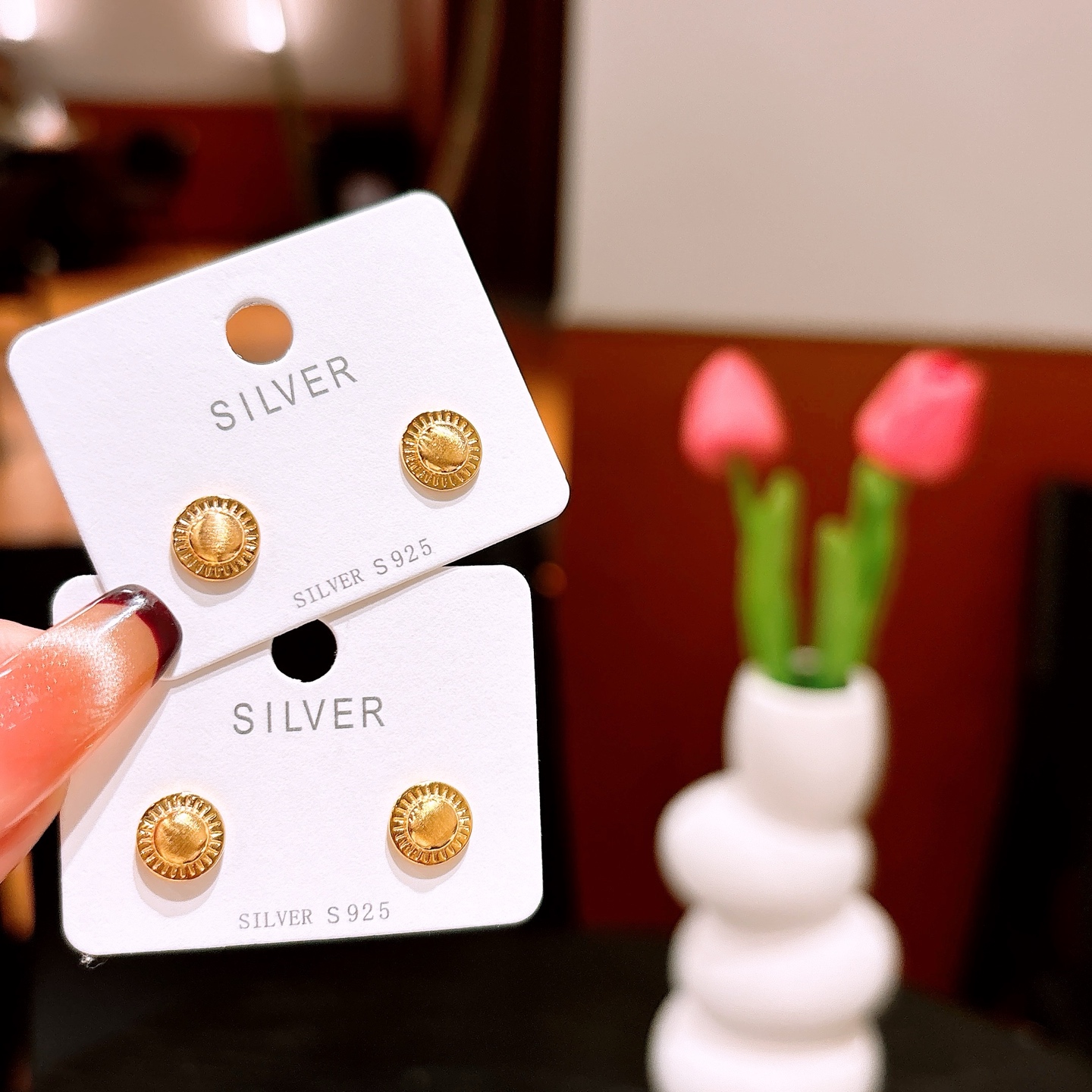 Low Allergy Silver Earrings Soft Confession Gold