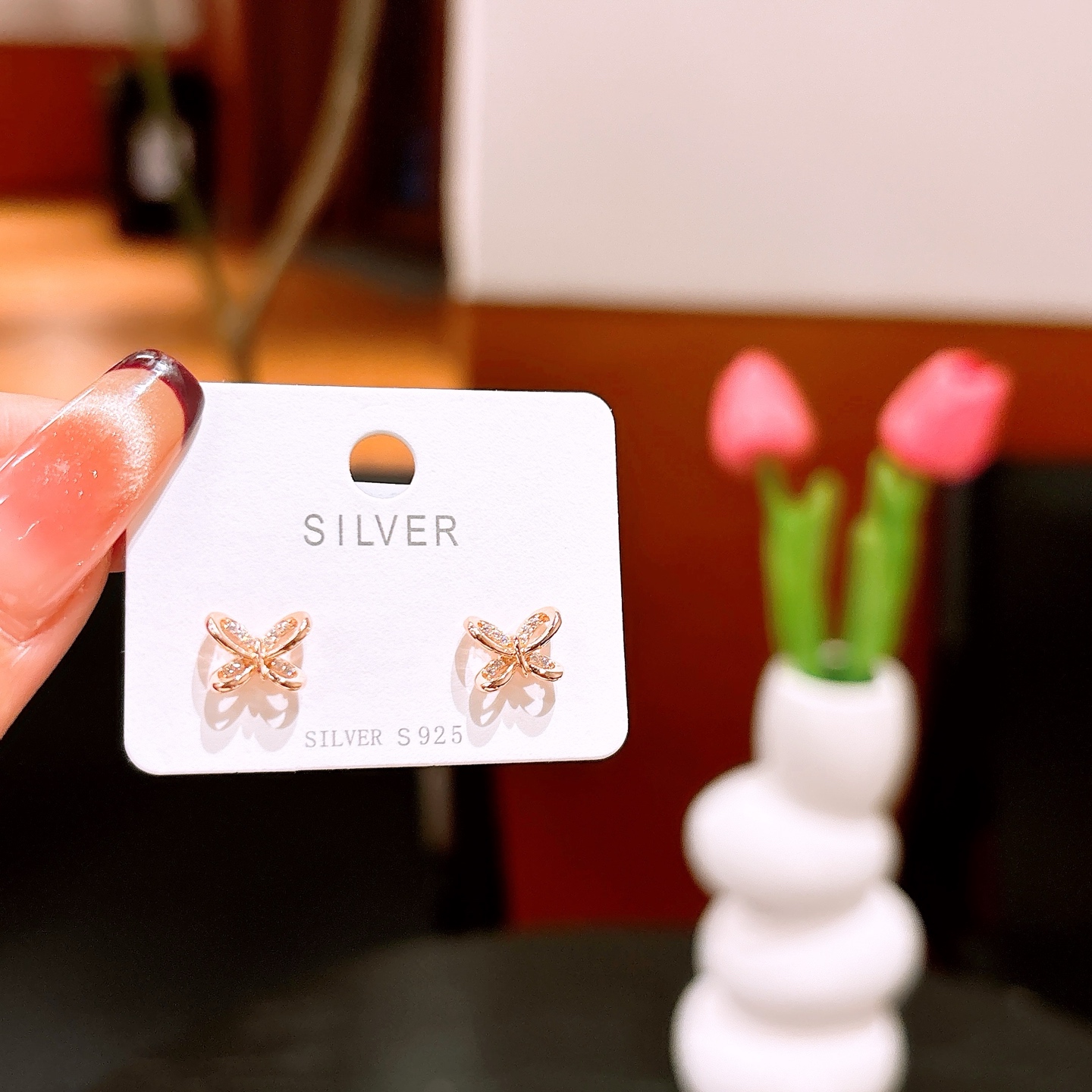 Low Allergy Silver Earrings Light Luxury Office Silver