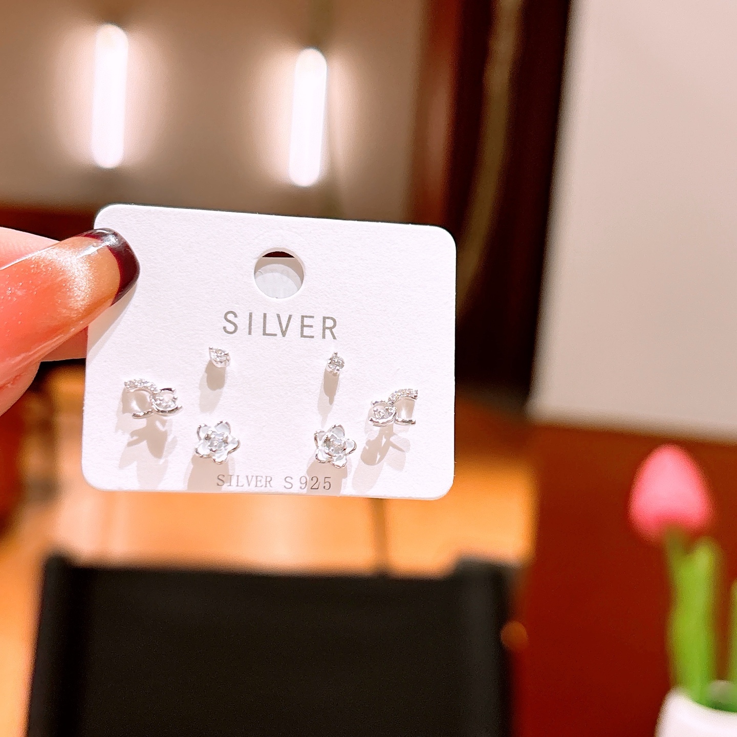 Solid Silver Earrings Fashion Gift for Her Gold