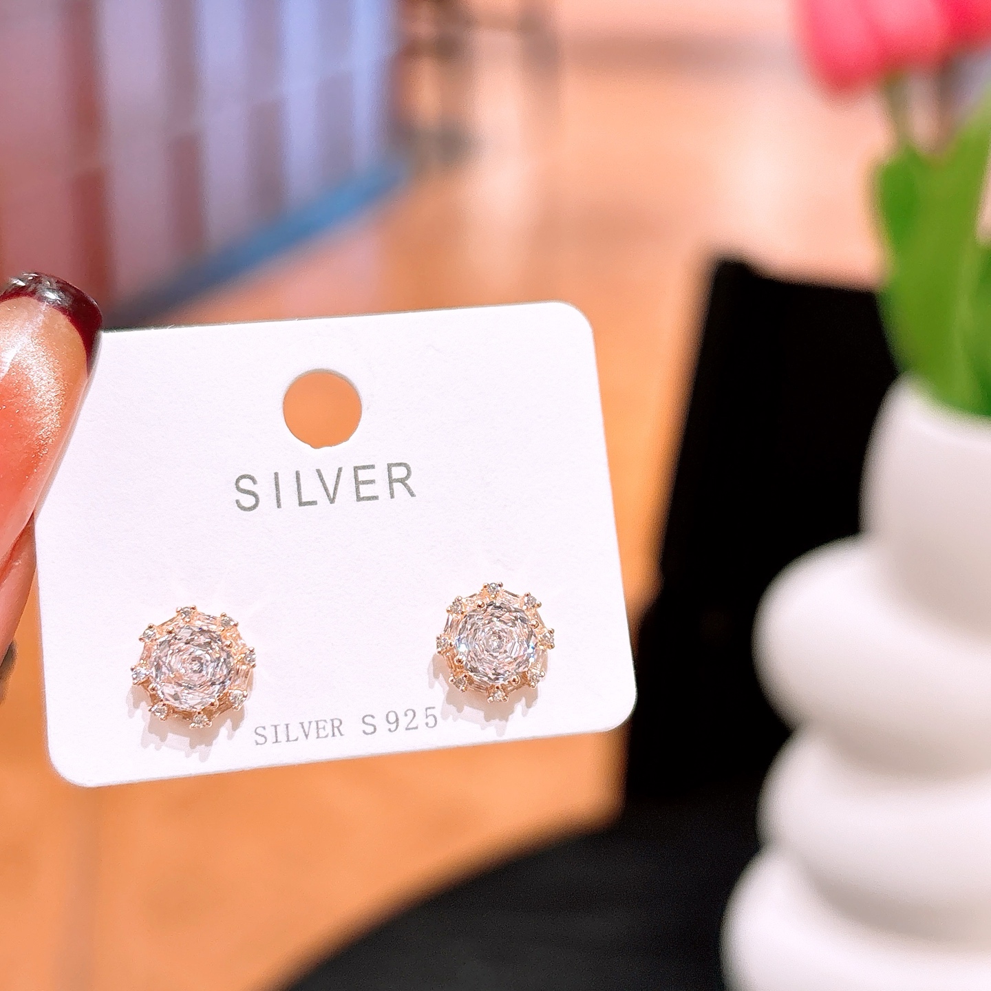 ラグジュアリーS925スターリングシルバーイヤリングシルバー 母の誕生日