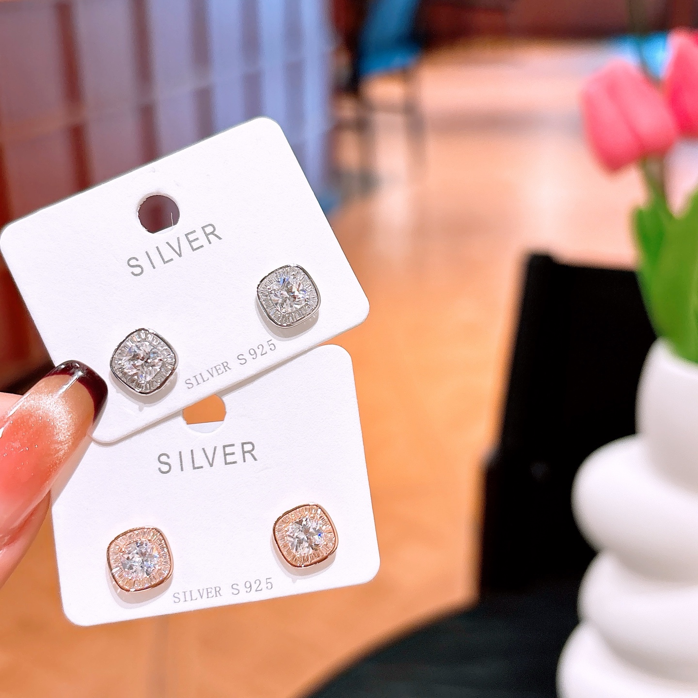 Feinsilber Ohrringe Romantisch Bankett Gold