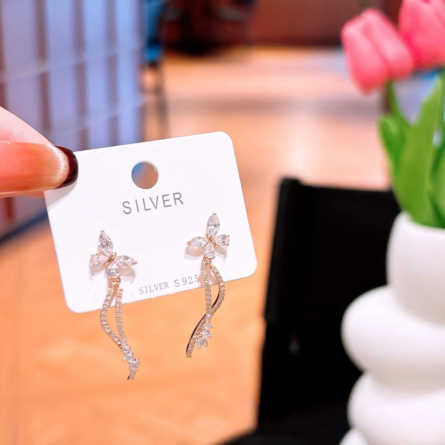 Hochglanzpoliertes Silber Ohrringe Leichter Luxus Für mich selbst