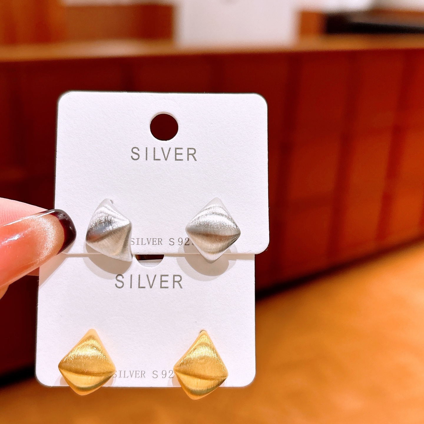 925 Silver Earrings Chic Office Gold