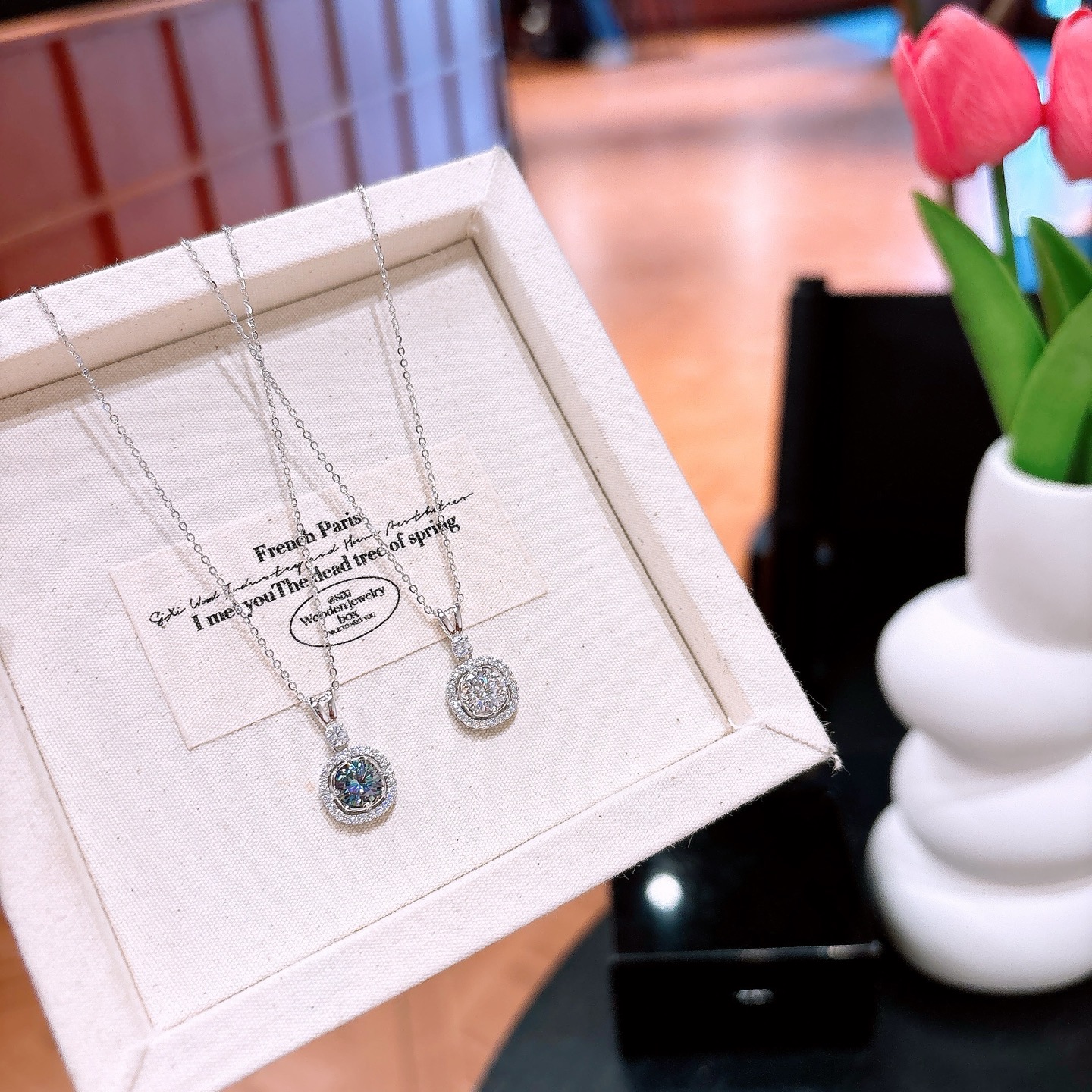 アーティスティック高品質シルバーモアッサナイトネックレスゴールド 春節