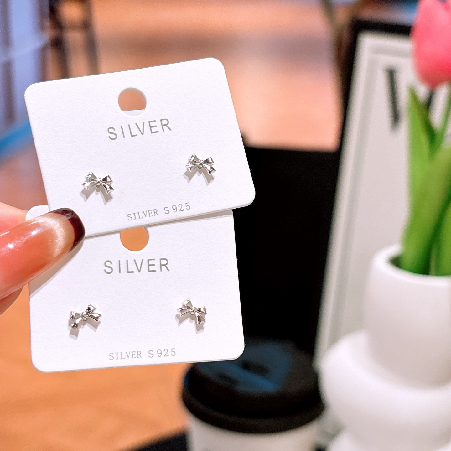 High Polish Silver Earrings Soft Office Silver