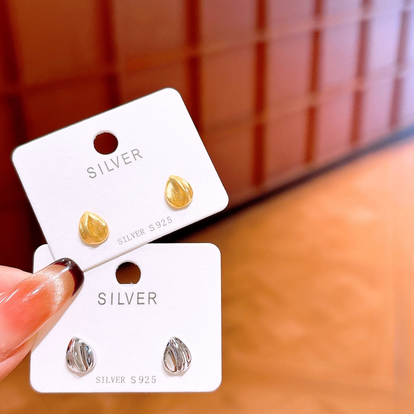 High Polish Silver Earrings Romantic Banquet Gold