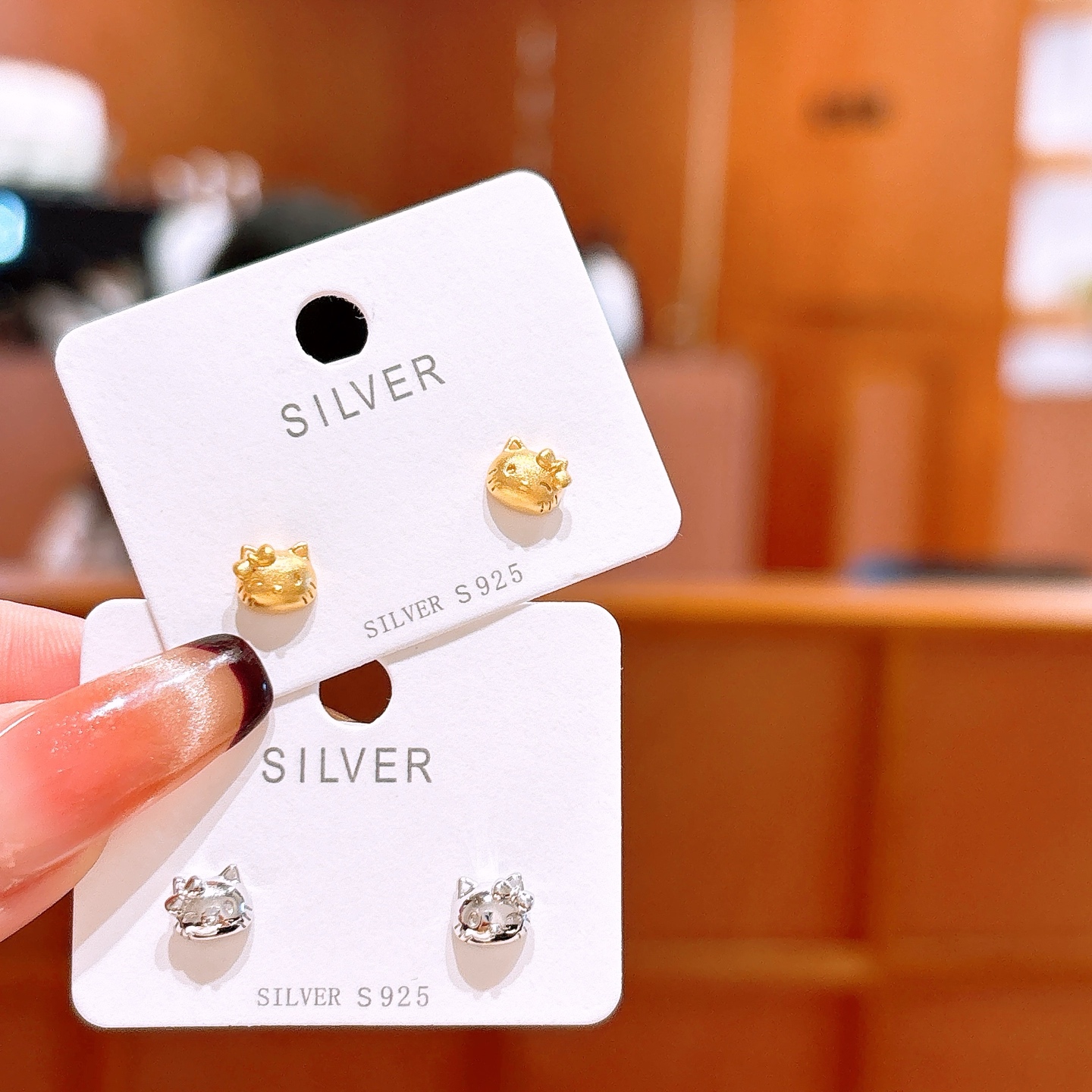 Solid Silver Earrings Playful Wedding Favor Gold