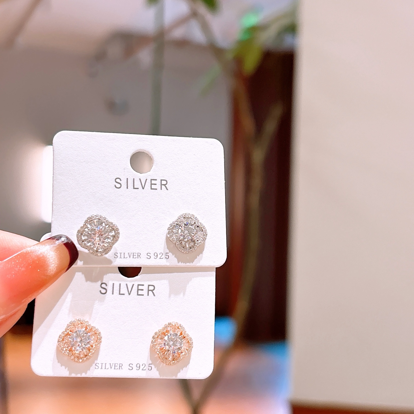 925 Silver Earrings Pure Graduation Gold