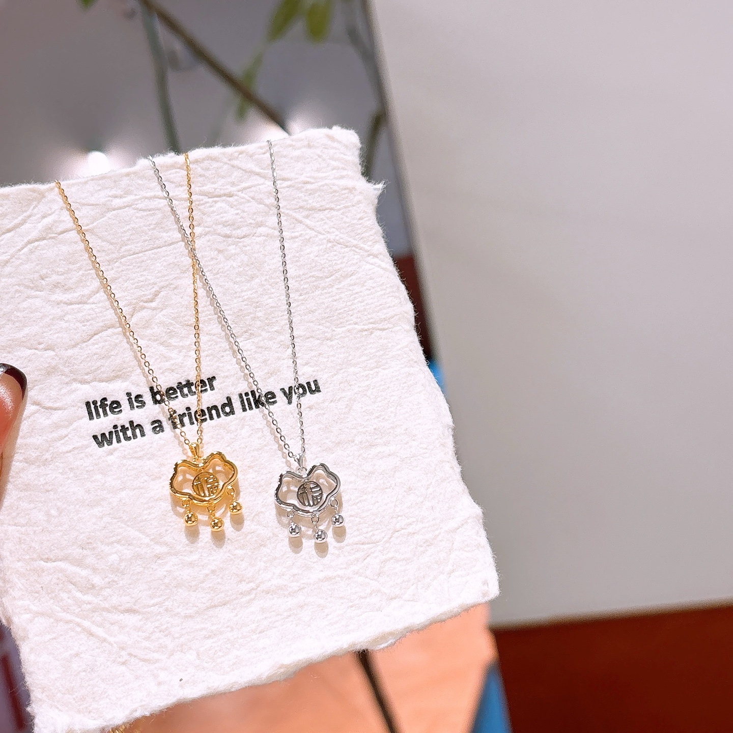 Fine Silver Necklace Premium Valentine's Day Gold