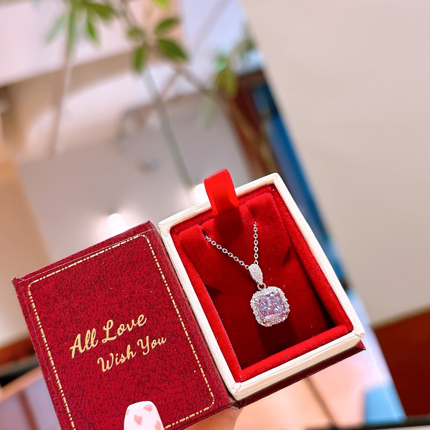 Low Allergy Silver High Carbon Diamond Necklace Intellectual Wedding Favor