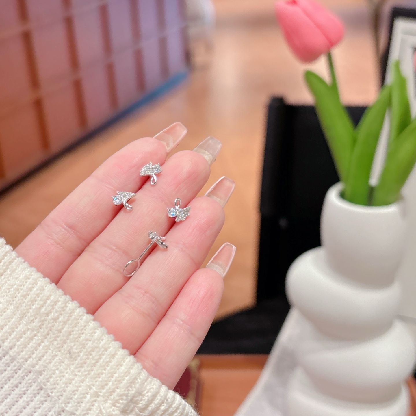 Solid Silver Earrings Ethereal Travel Gold