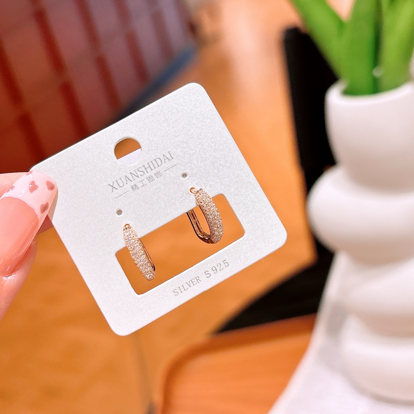 925 Silber Ohrcuffs Wald Vatertag Gold