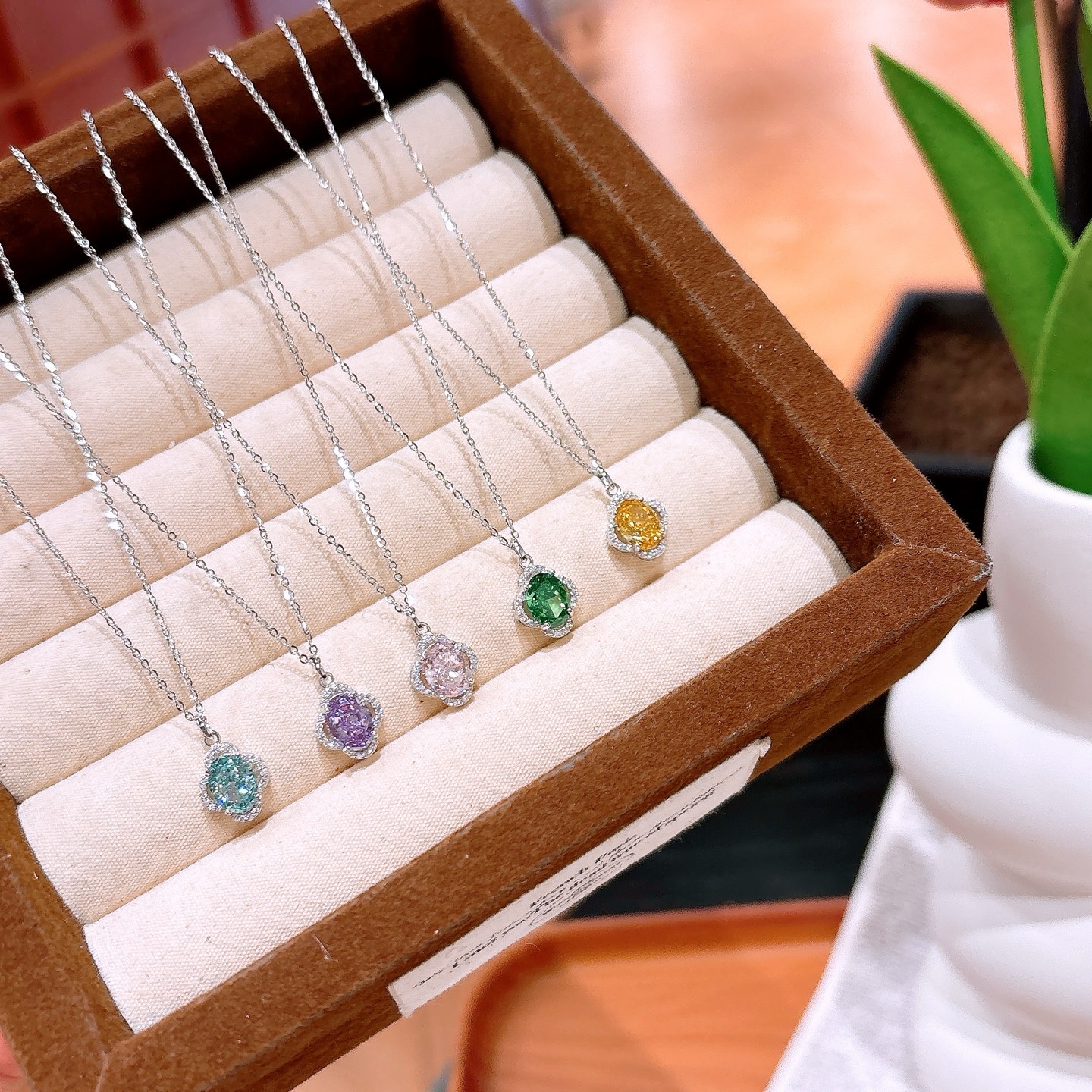 Hypoallergenic Silver High Carbon Diamond Necklace Ethereal Mother's Day