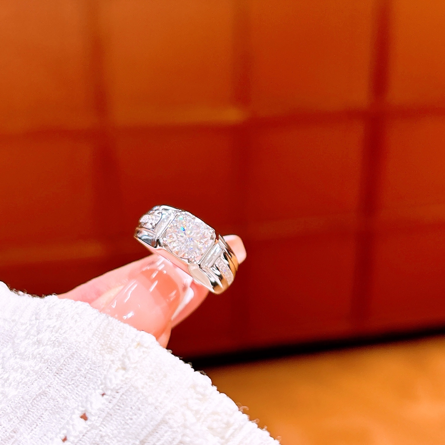 Fine Silver Men's Moissanite Ring Girly Proposal Silver