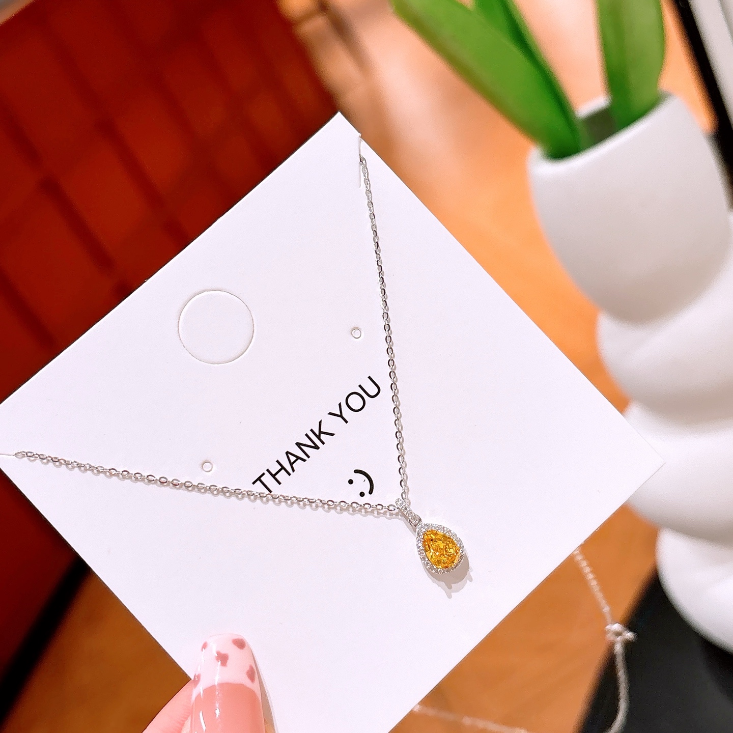 Nickel Free Silver High Carbon Diamond Necklace Gentle Office Gold