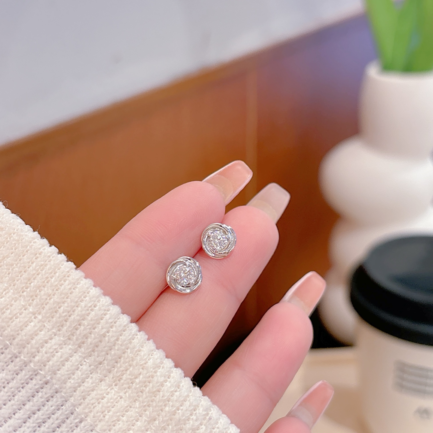 Nickel Free Silver Moissanite Studs Intellectual Party Silver