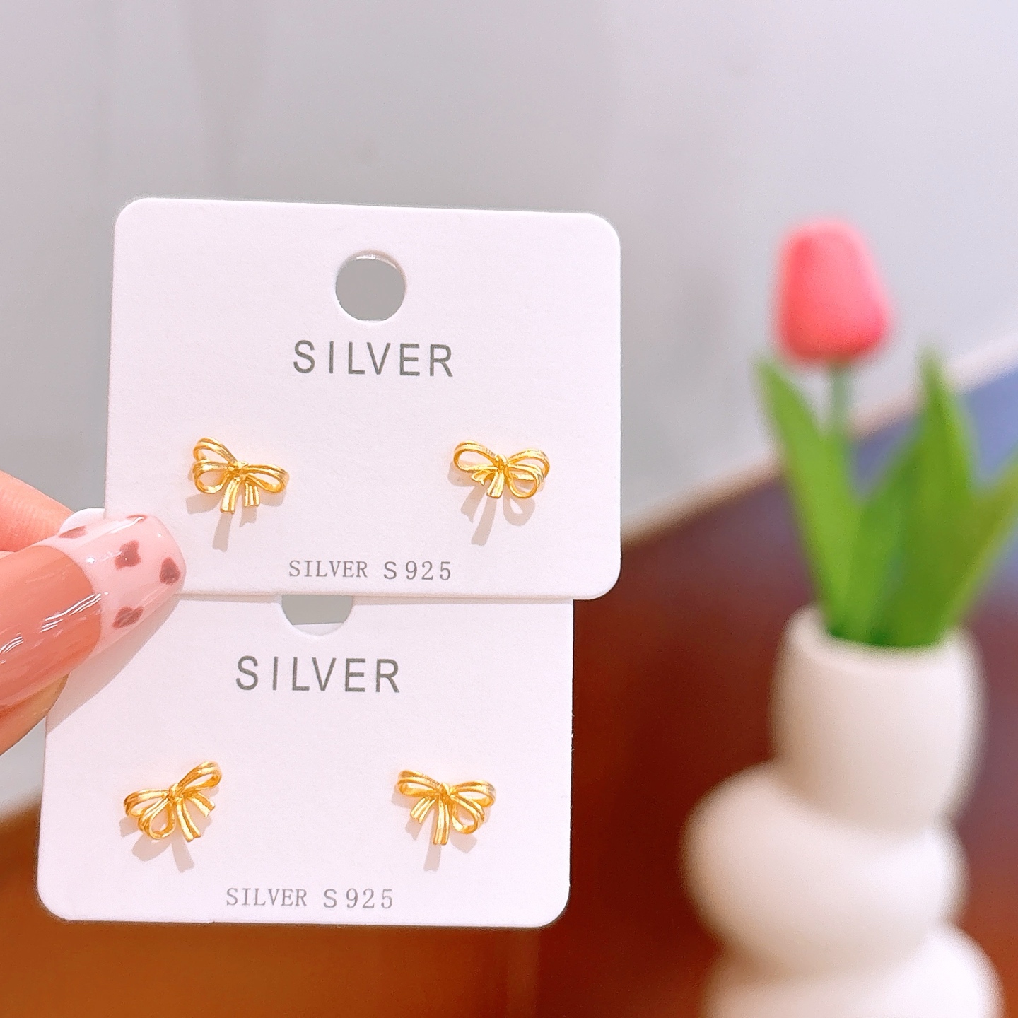 S925 Sterling Silver Earrings Intellectual Proposal Silver