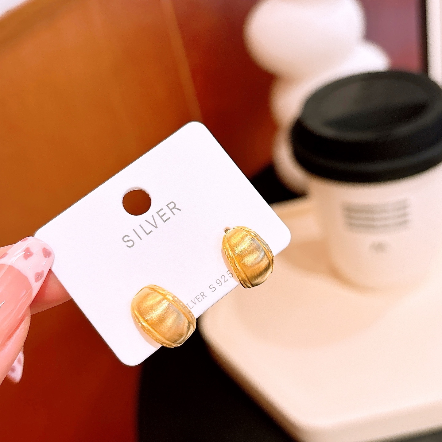 925 Silver Earrings Cute Everyday Wear Gold