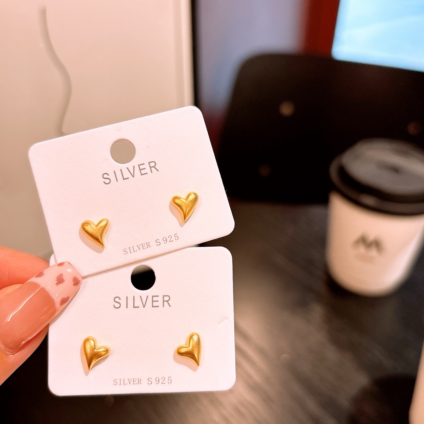 レトロ925シルバーイヤリングゴールド 卒業