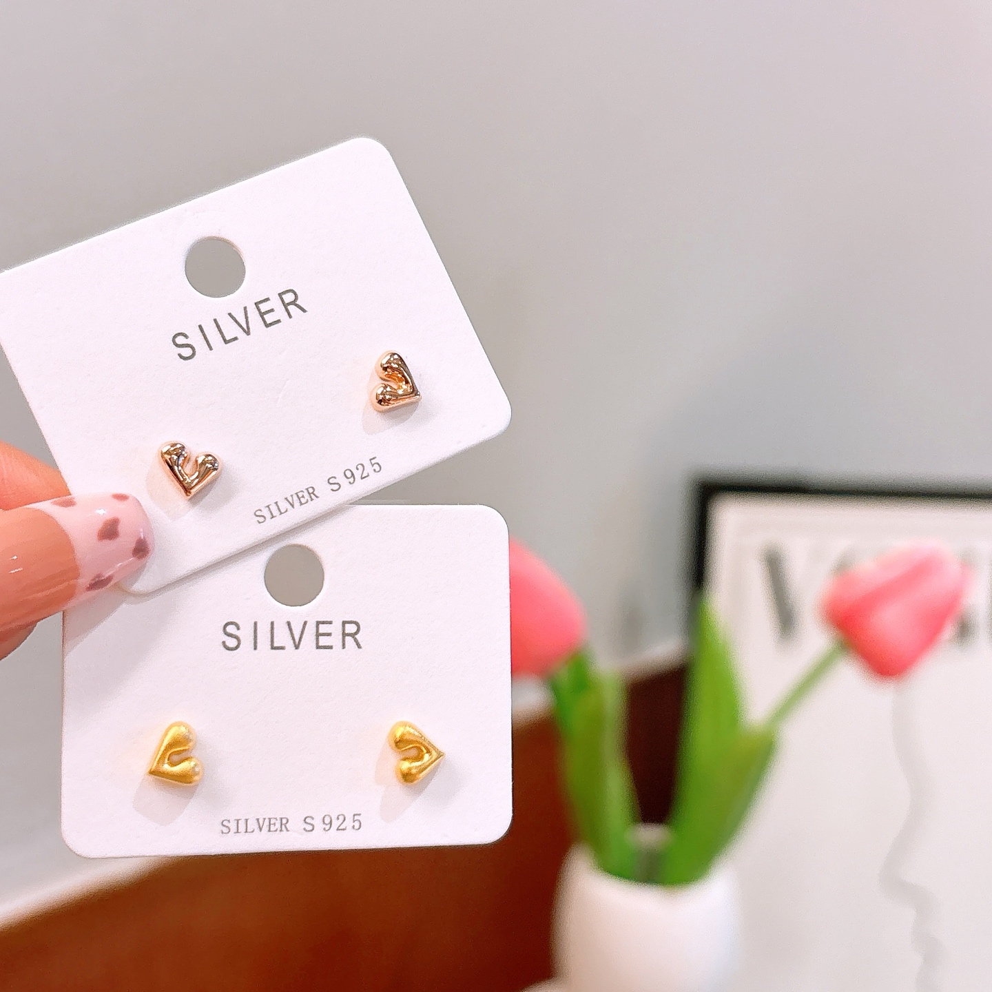 Solid Silver Earrings Gentle Wedding Gold