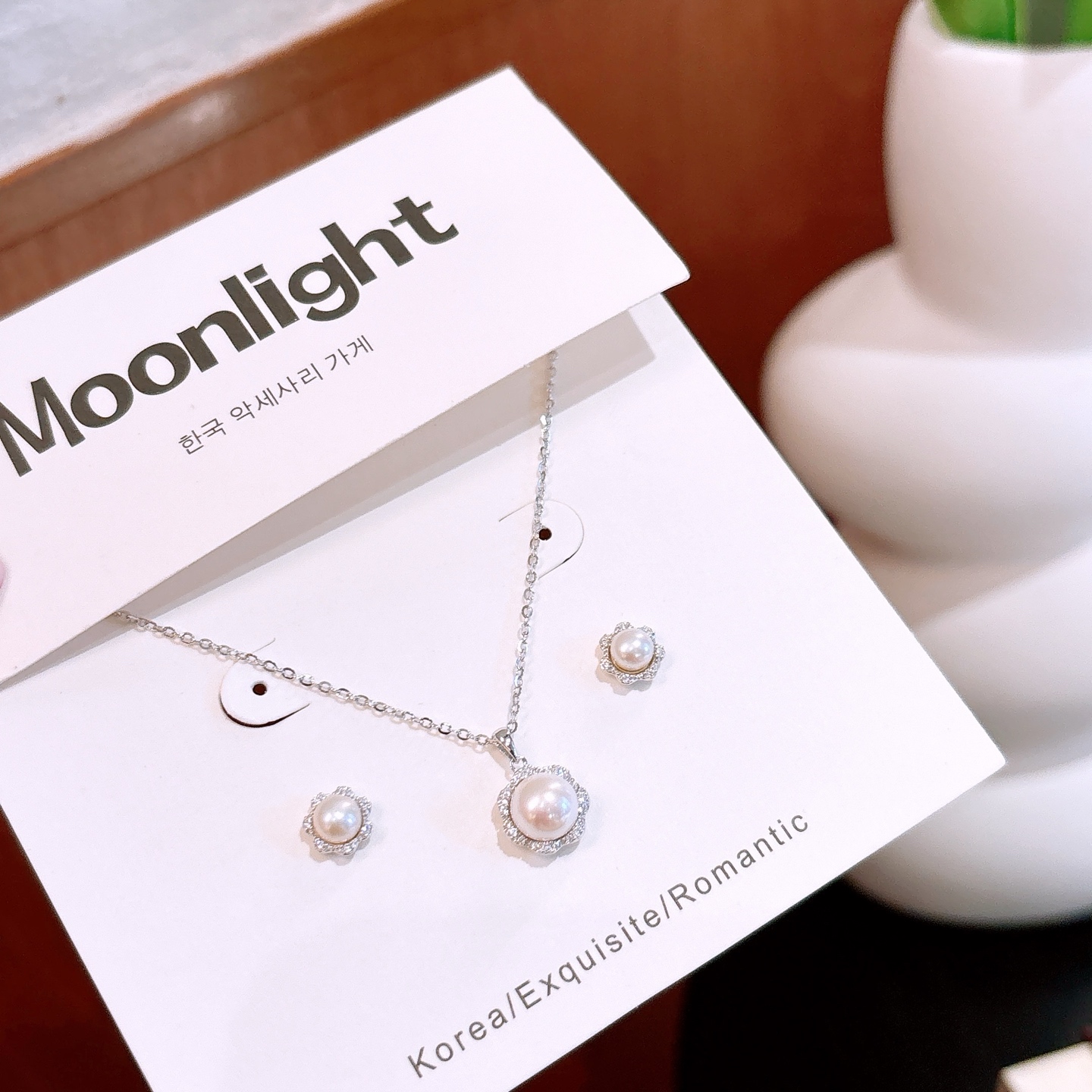 Solid Silver Earrings & Necklace Set Romantic Confession Silver