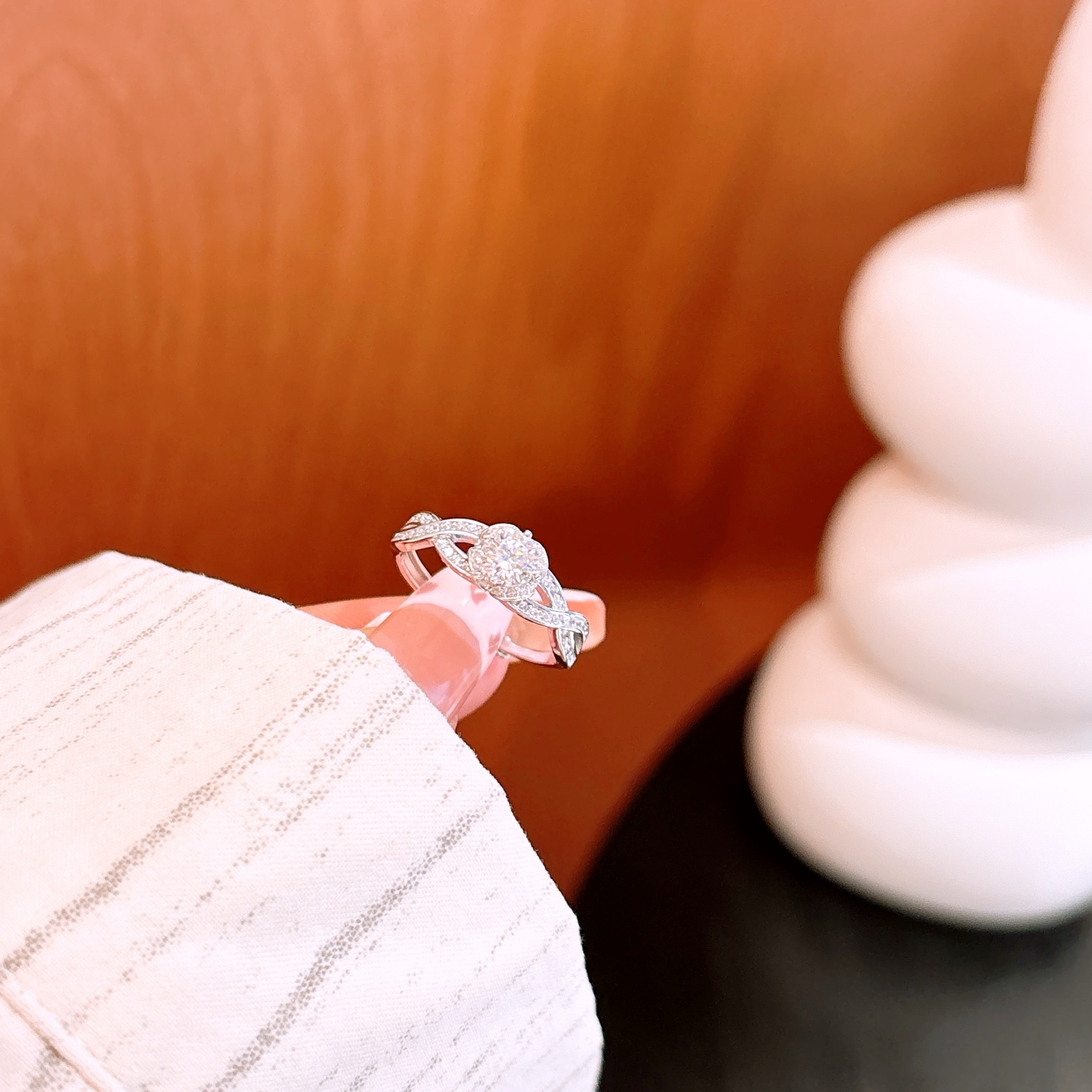 Fine Silver Moissanite Ring Dainty Gift for Her Silver