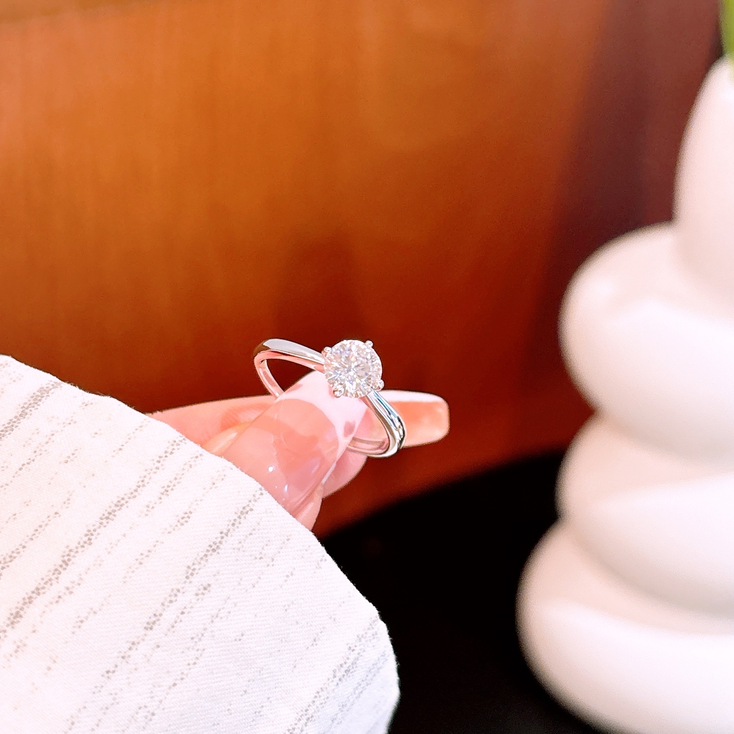 High Polish Silver Moissanite Ring Fashion Birthday Gold