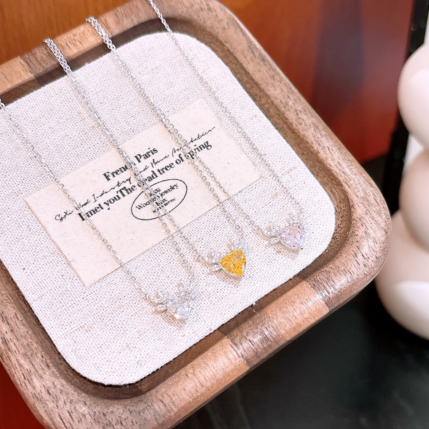 925 Silver High Carbon Diamond Necklace Forest Confession Gold