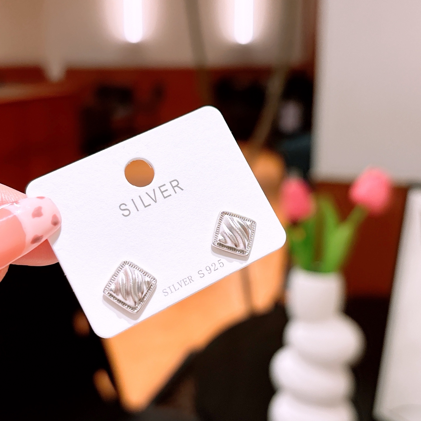 S925 Sterling Silver Earrings Sweet Proposal Silver