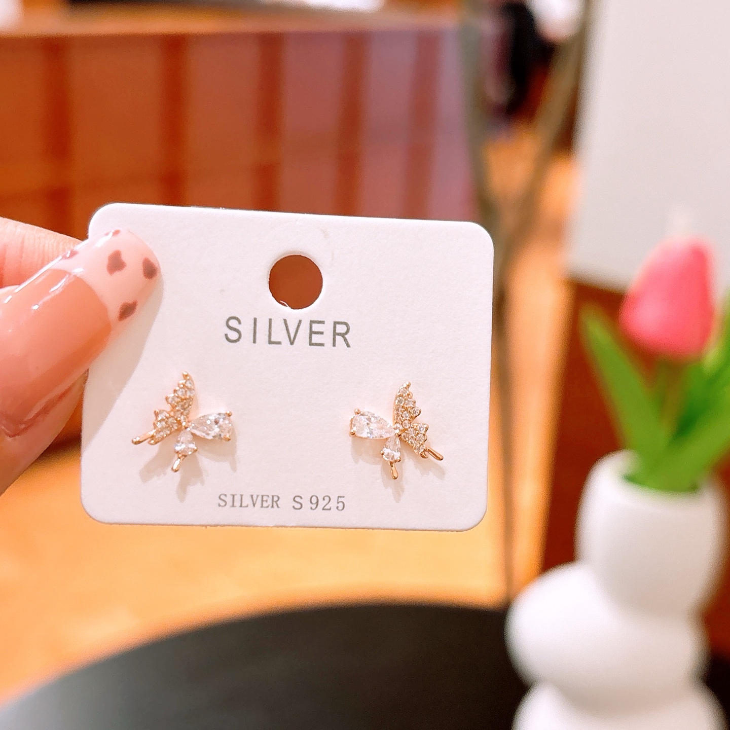 Fine Silver Earrings Minimalist Engagement Gold