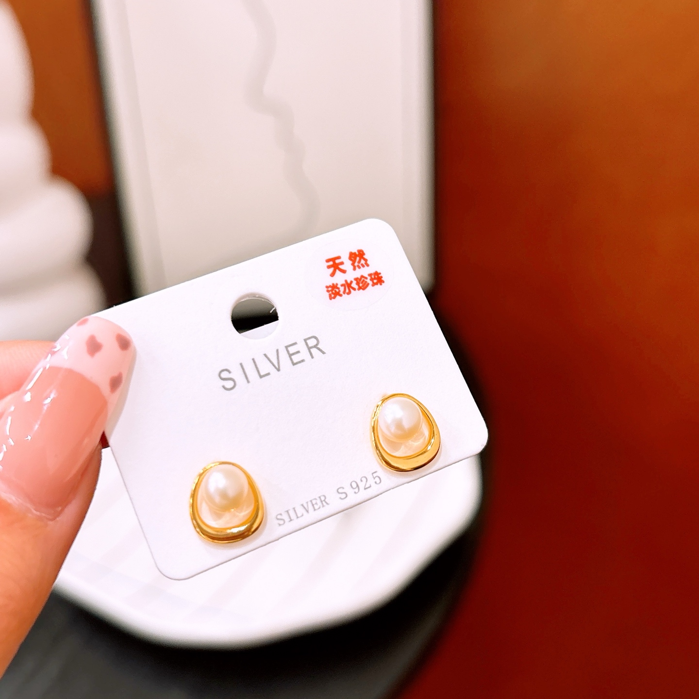 Hypoallergenic Silver Freshwater Pearl Studs Elegant Mother's Day Gold