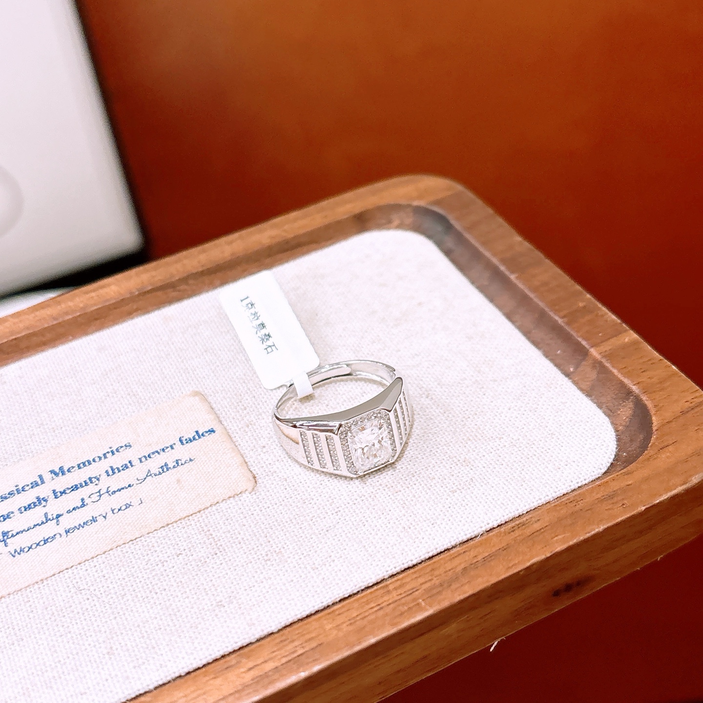 High Polish Silver Men's Moissanite Ring French Mother's Day Gold