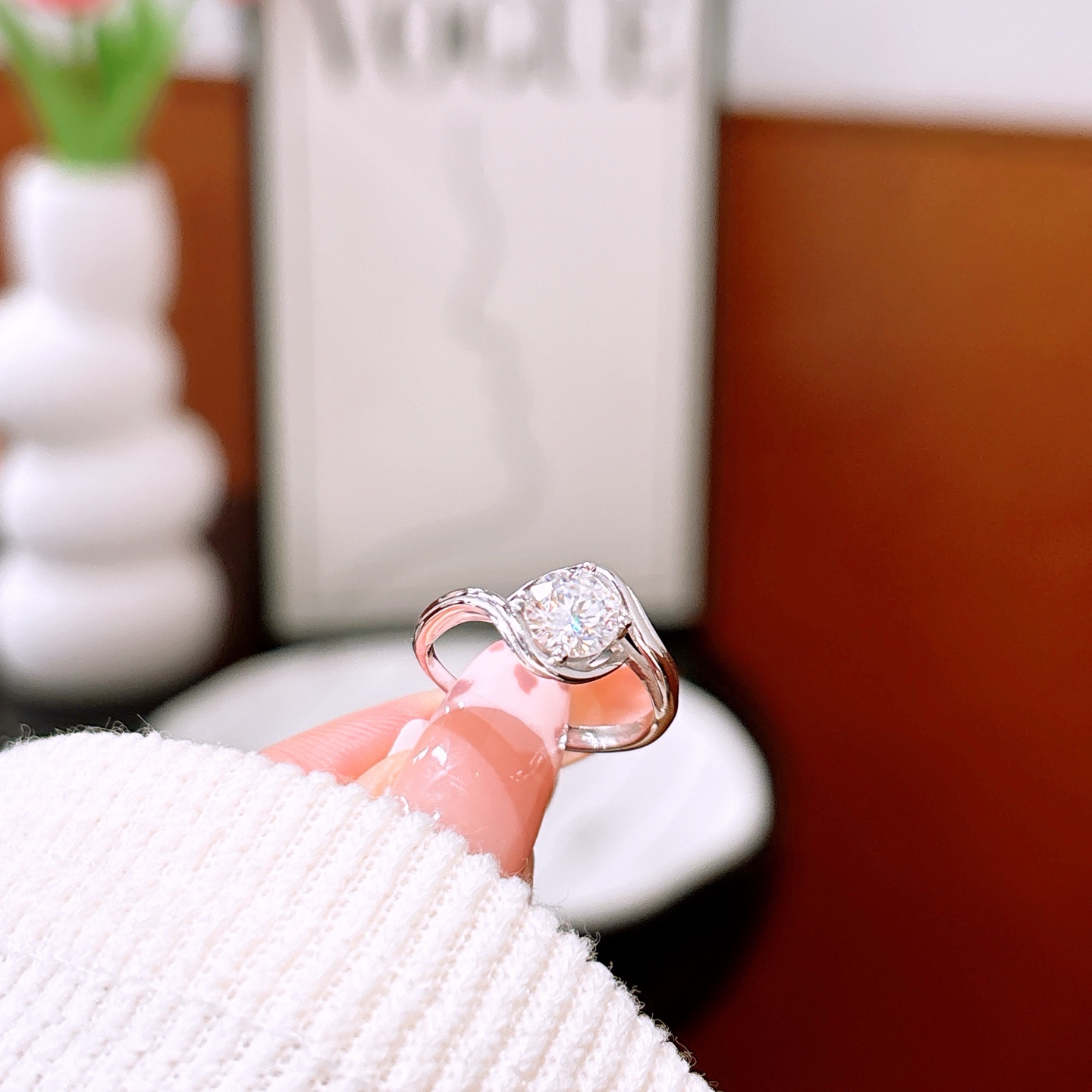 Low Allergy Silver Moissanite Ring Romantic Housewarming Silver