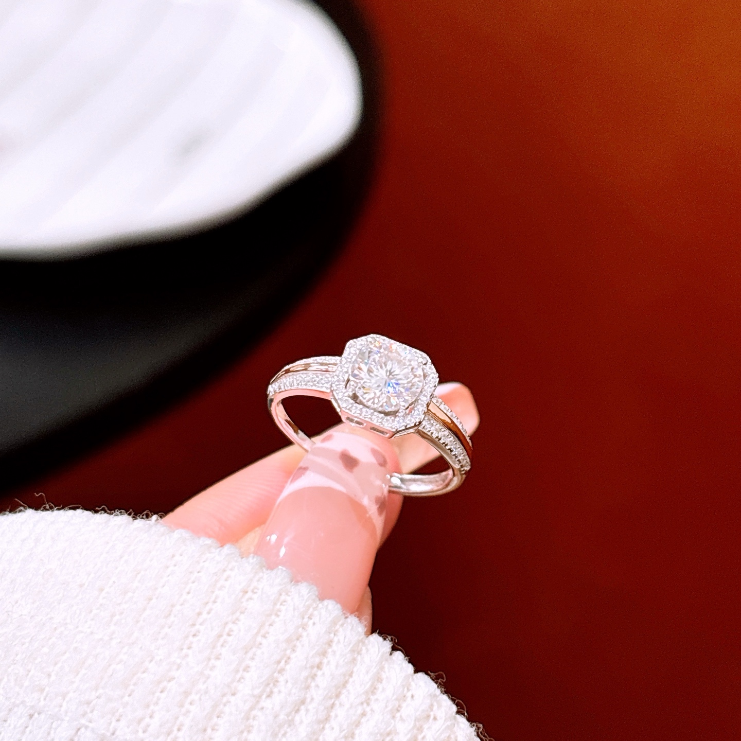 Hypoallergenic Silver Moissanite Ring Lively Housewarming Silver