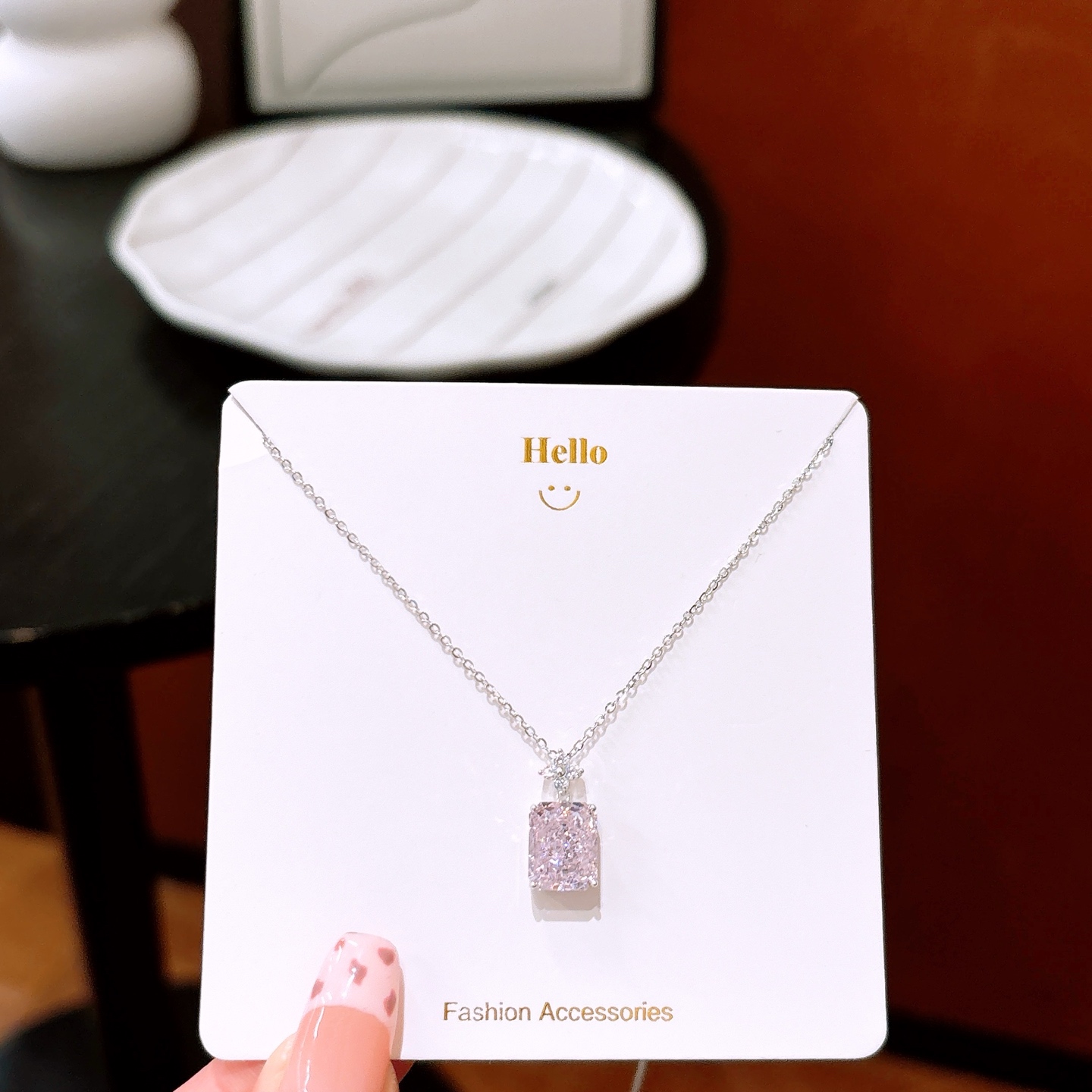 Fine Silver High Carbon Diamond Necklace Forest New Year Gold