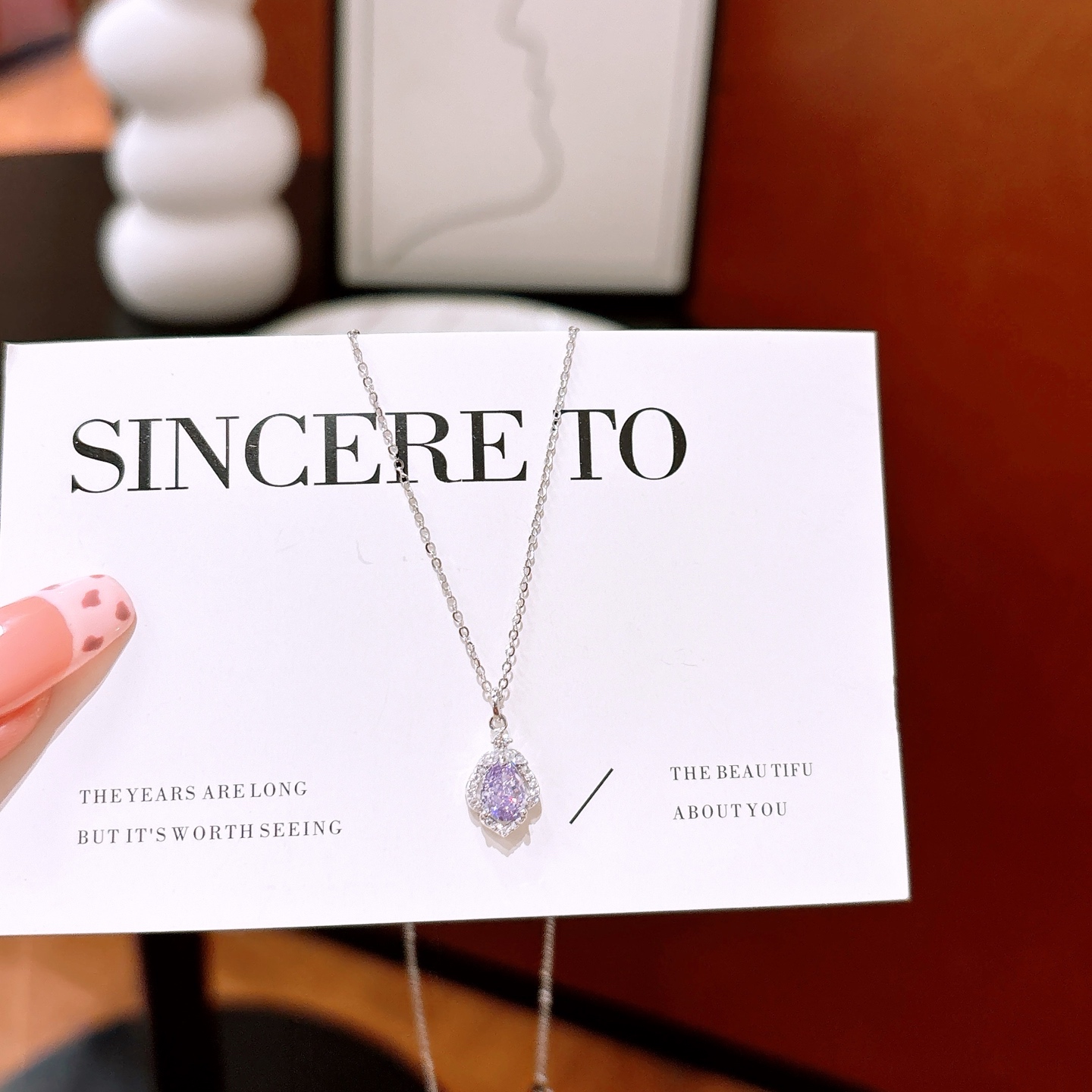 Nickel Free Silver High Carbon Diamond Necklace Premium Valentine's Day