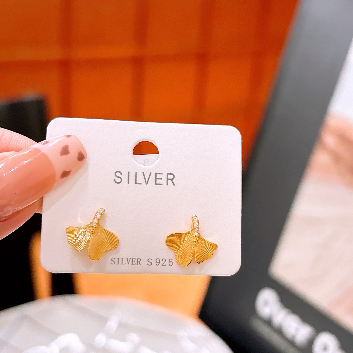 Solid Silver Earrings Romantic Christmas Gold