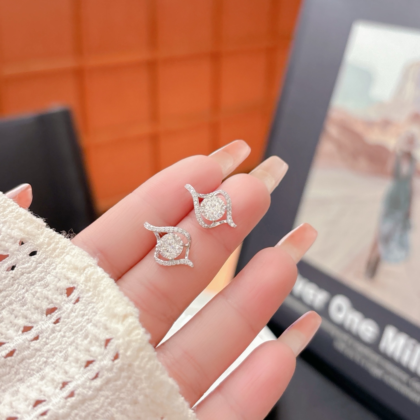 Fine Silver Moissanite Studs Korean Style New Year Gold