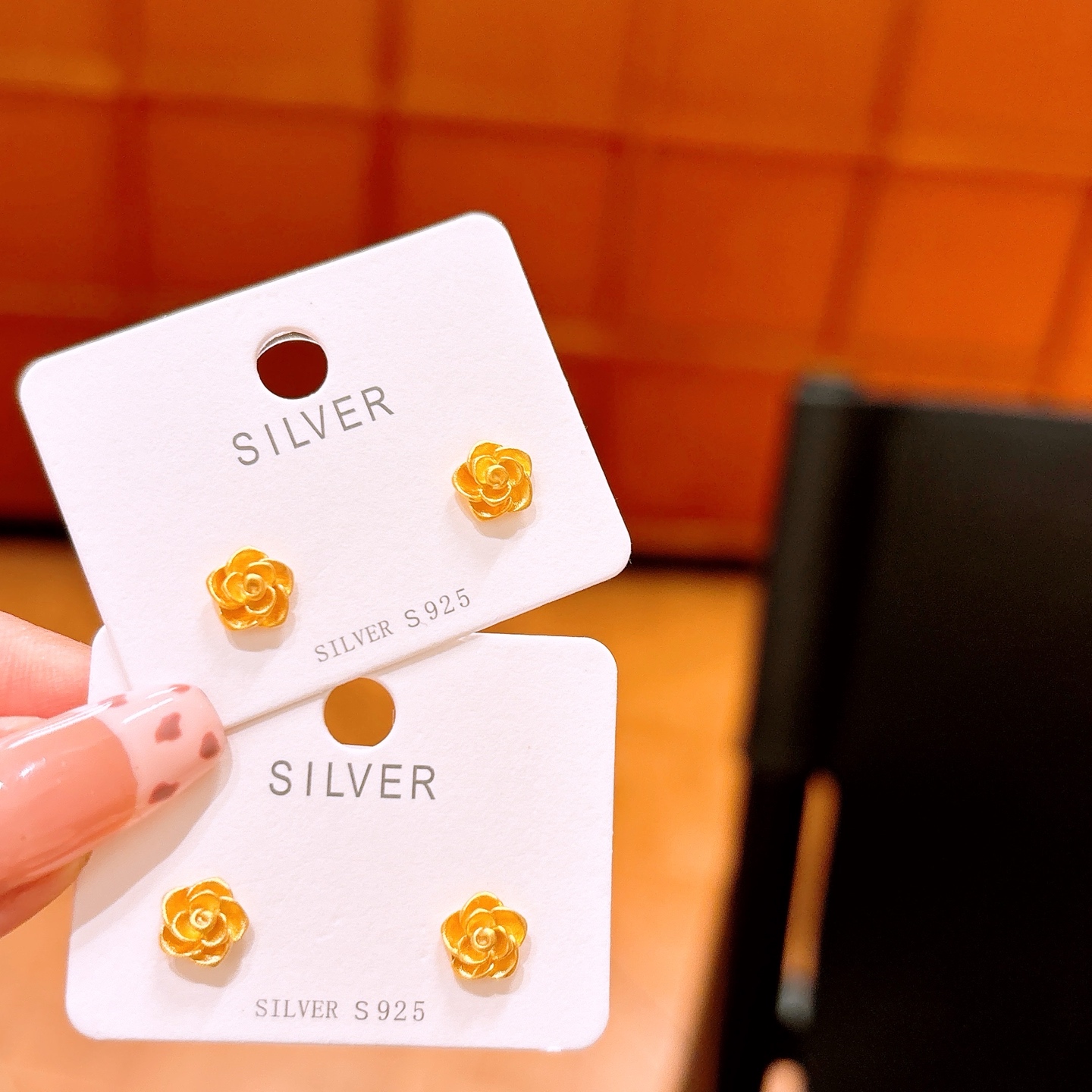 S925 Sterling Silver Earrings Forest Everyday Wear Gold