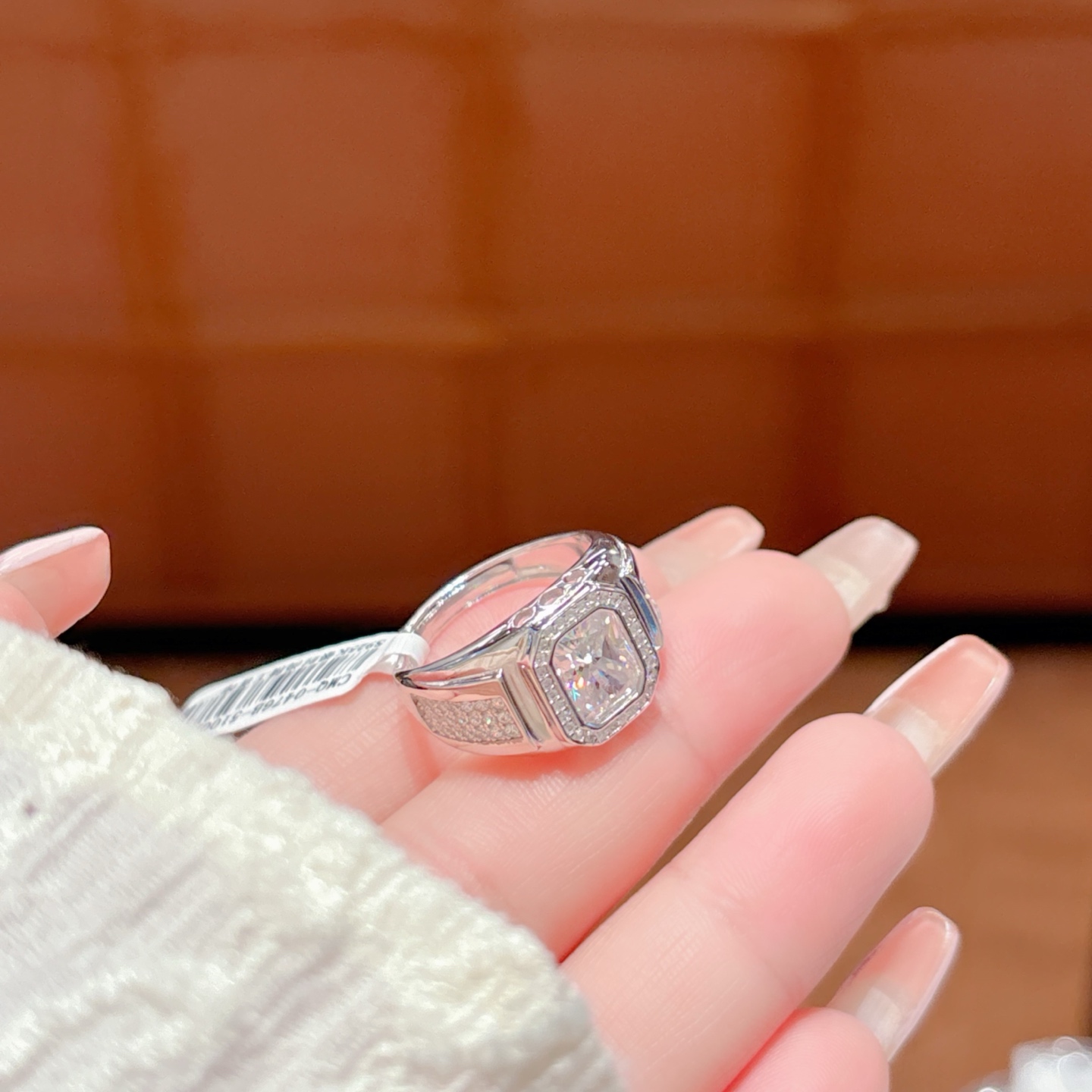 925 Silver Men's Moissanite Ring Ultra Minimal Graduation Silver