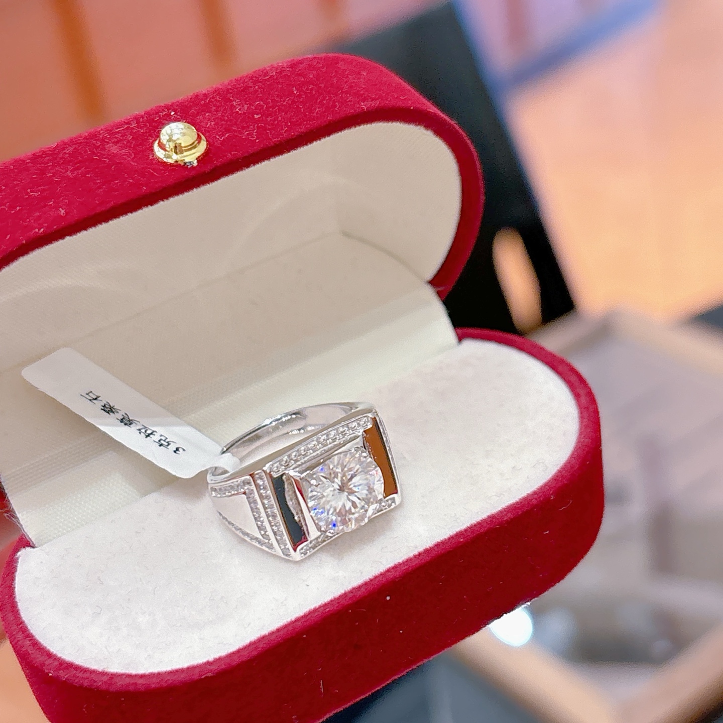 Nickel Free Silver Men's Moissanite Ring Ins Style Father's Day Gold