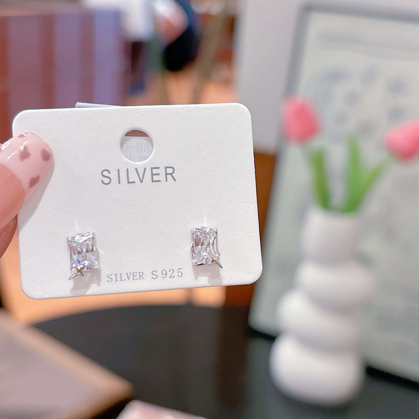 925 Silver Earrings Sweet & Cool Christmas Gold