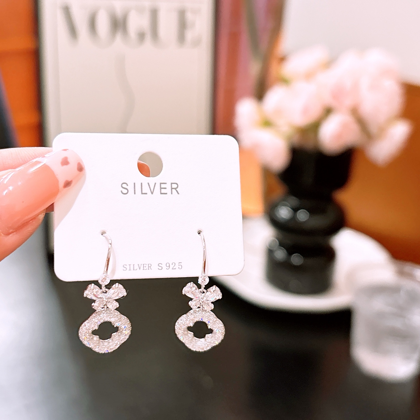 フレッシュ純銀ドロップ＆スレッドイヤリングゴールド プロポーズ