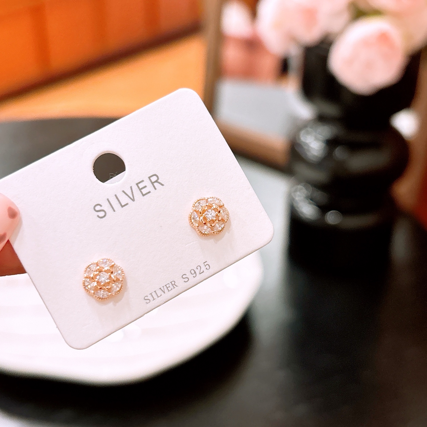 S925 Sterling Silver Earrings Cute Teacher's Day Gold