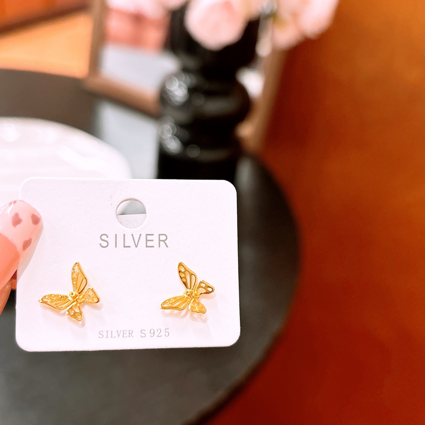 Solid Silver Earrings Soft Graduation Gold