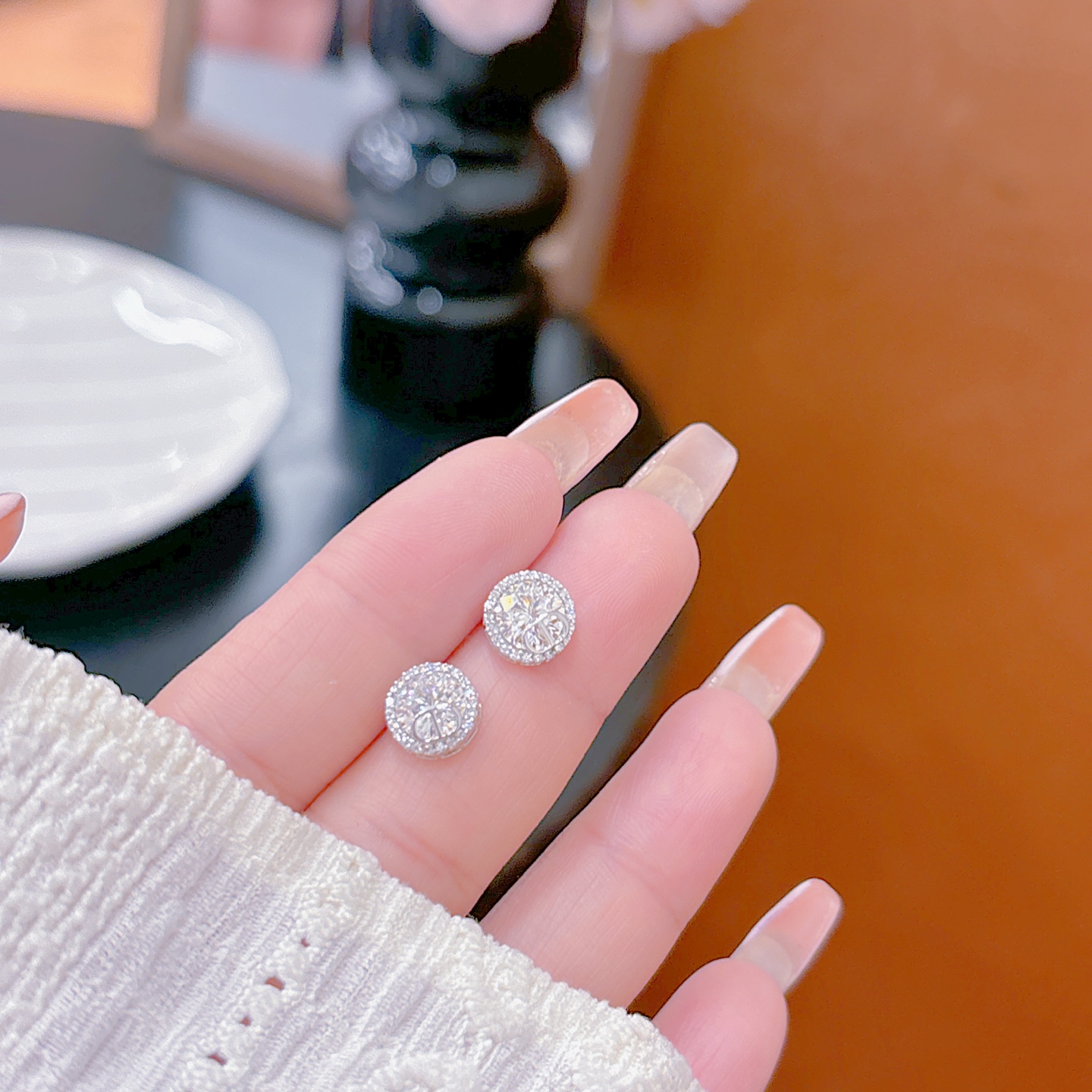 Fine Silver Moissanite Studs Cute Housewarming Gold